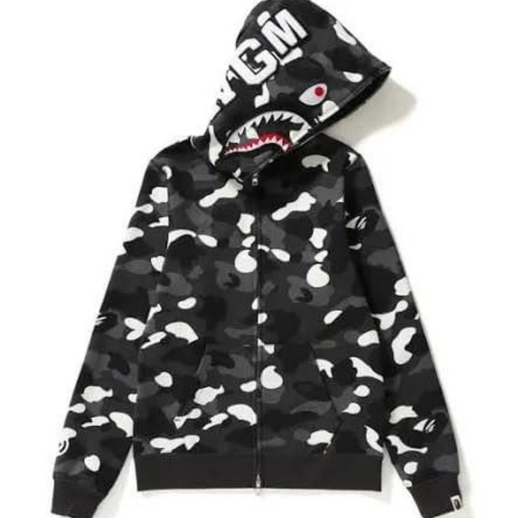 BAPE CITY CAMO SHARK WIDE FULL ZIP DOUBLE HOODIE - Picture 3 of 4